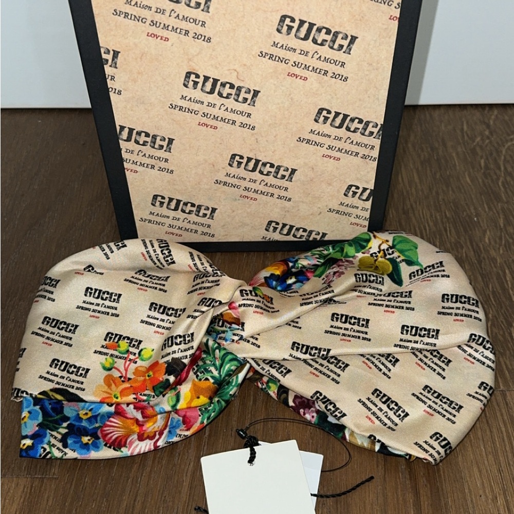 Gucci Beige Floral Print Headband